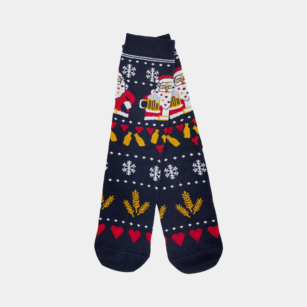 Meias de Natal Unisex Pai Natal com Cerveja