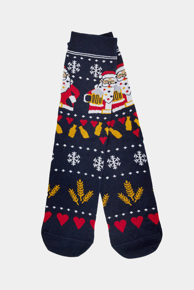 Meias de Natal Unisex Pai Natal com Cerveja