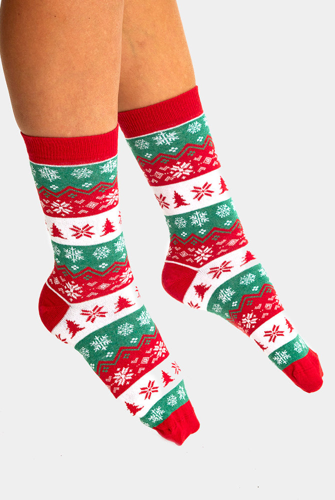 Meias de Natal Unisex Verdes, Vermelhas e Brancas Mulher e Homem