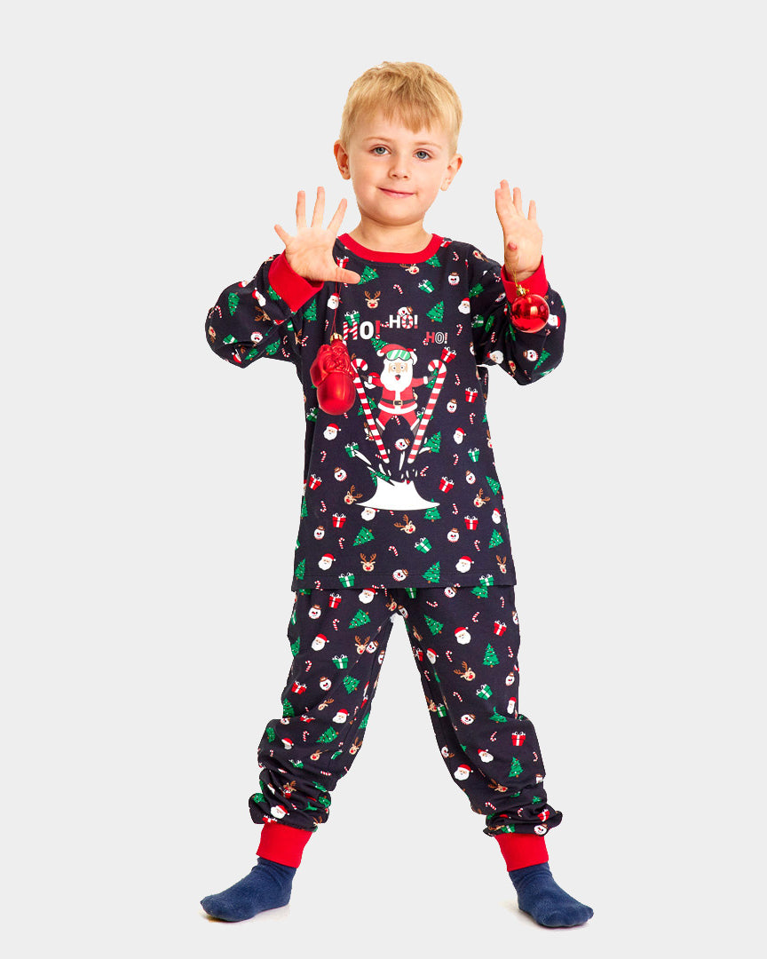 Pijama de Natal Familiar com Pai Natal Esquiador Crianças