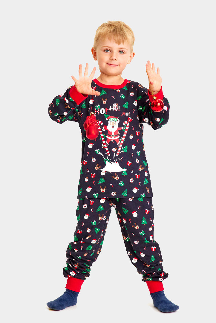 Pijama de Natal Familiar com Pai Natal Esquiador Crianças