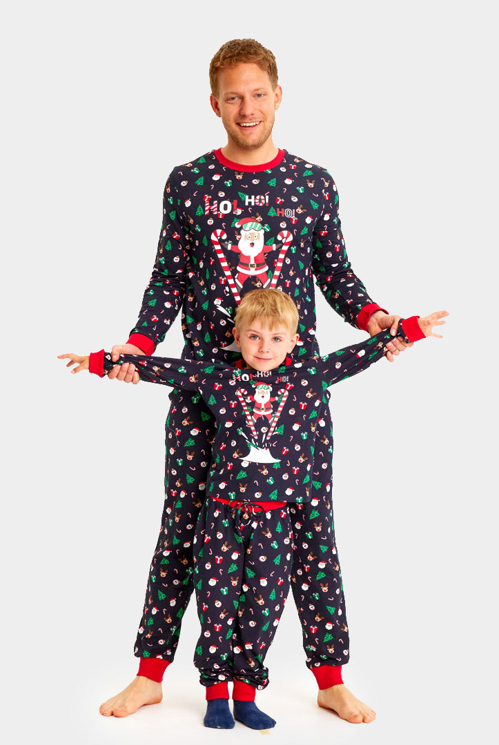 Pijama de Natal Familiar com Pai Natal Esquiador