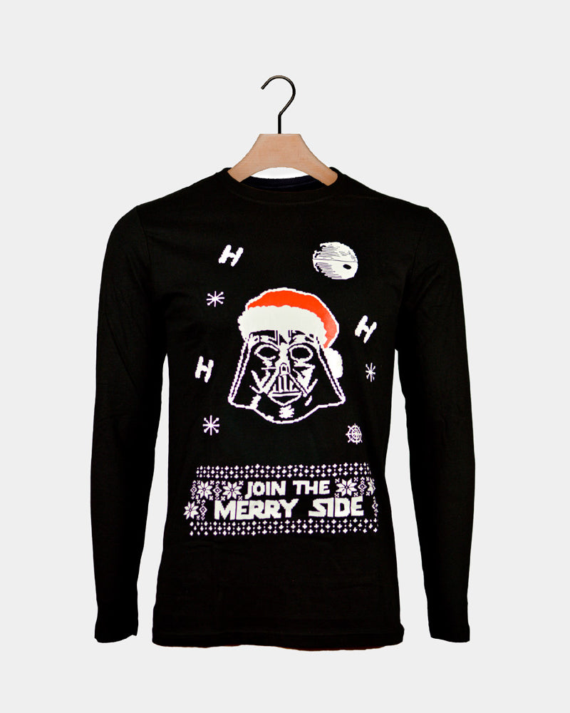 T-Shirt de Natal Preta Manga Comprida Star Wars Darth Vader