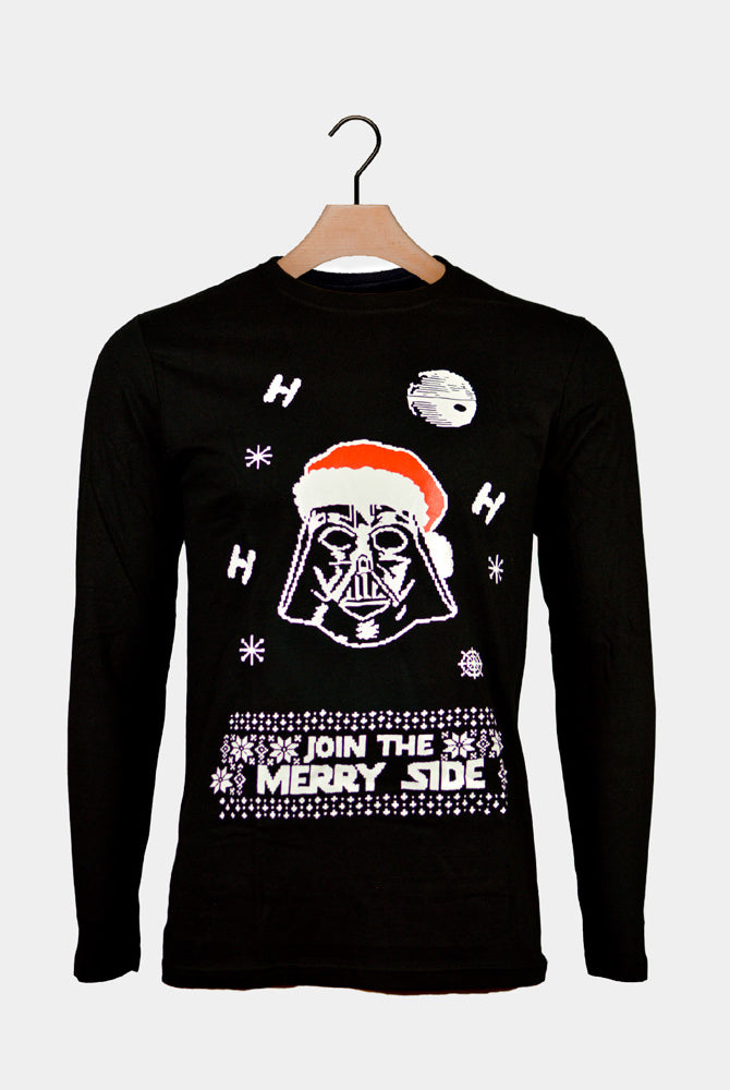 T-Shirt de Natal Preta Manga Comprida Star Wars Darth Vader