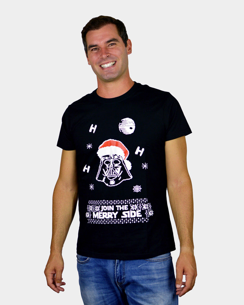 T-Shirt de Natal Preta Star Wars Darth Vader Homem