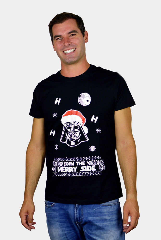 T-Shirt de Natal Preta Star Wars Darth Vader Homem