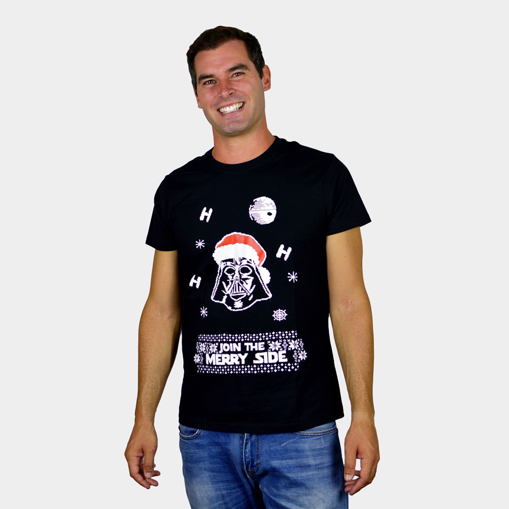 T-Shirt de Natal Preta Star Wars Darth Vader Homem