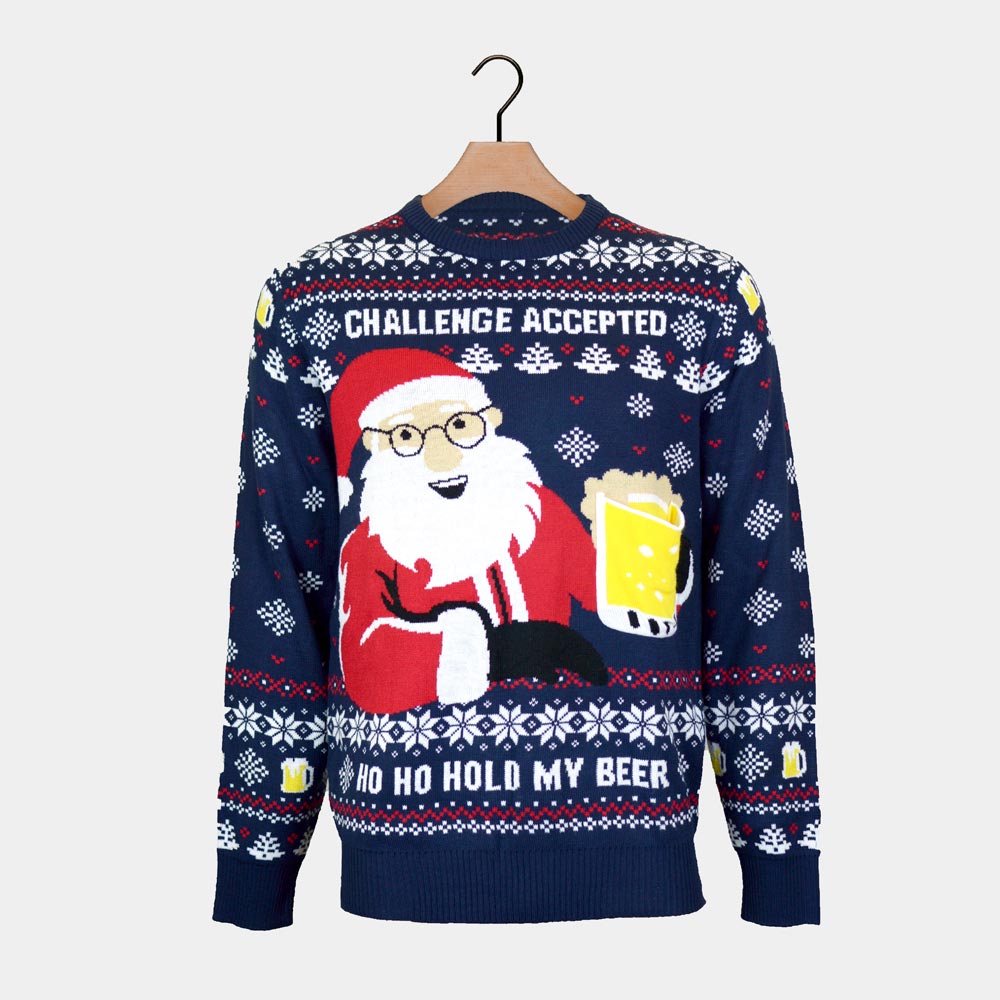 Camisola de Natal Casal Beer Pocket 3D