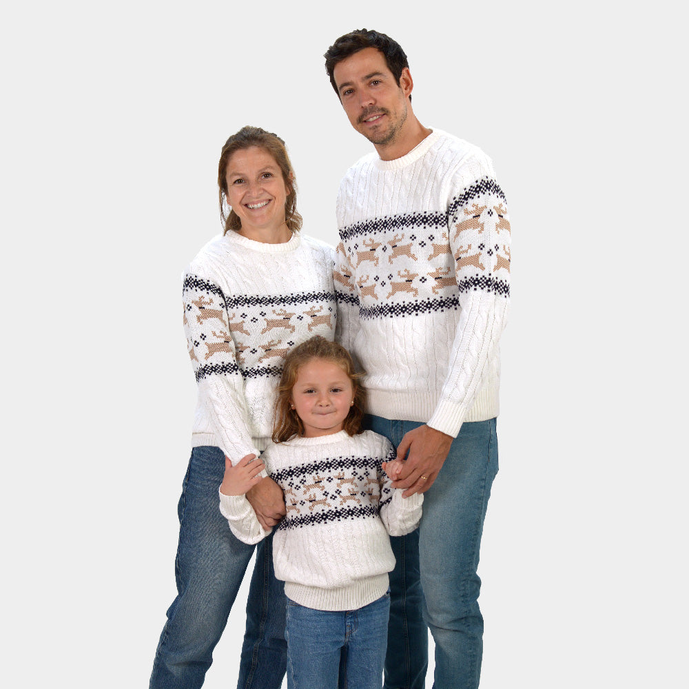 Camisola de Natal Branca Elegante para Menina y Familia Alaska