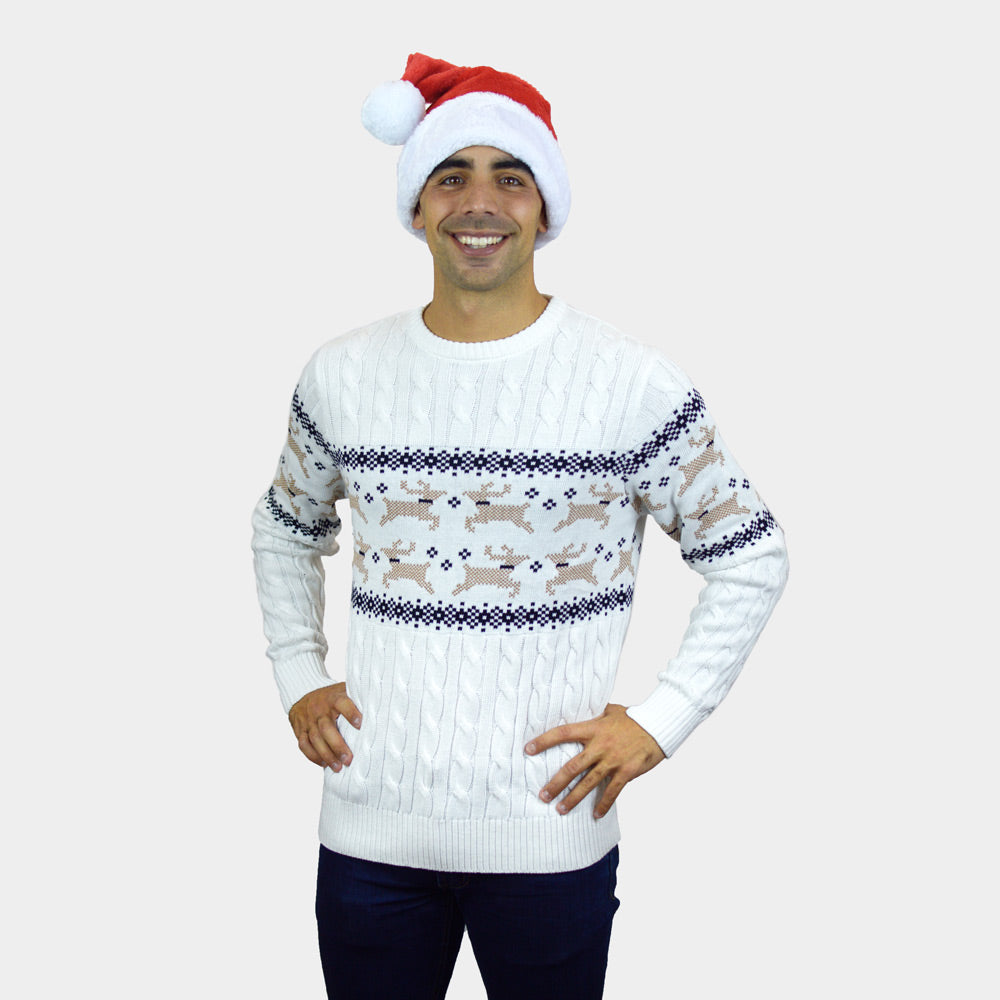 Camisola de Natal Branca Elegante para Família Alaska homem