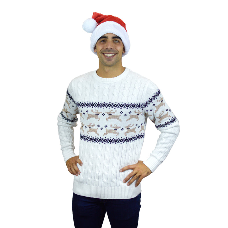 Camisola de Natal Branca Elegante para Família Alaska homem