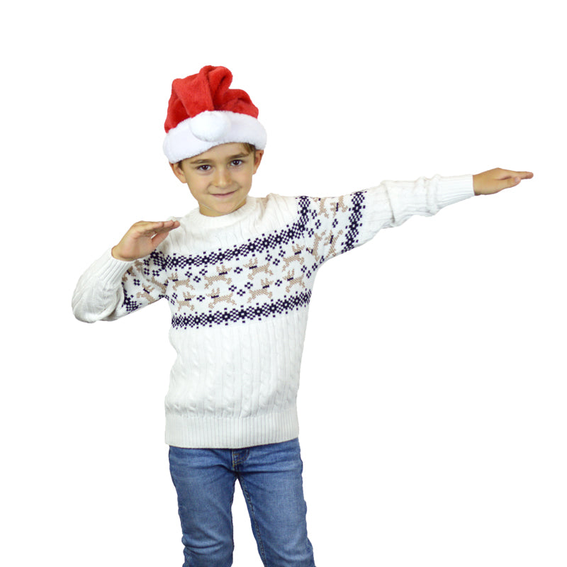 Camisola de Natal Branca Elegante para Família Alaska menino