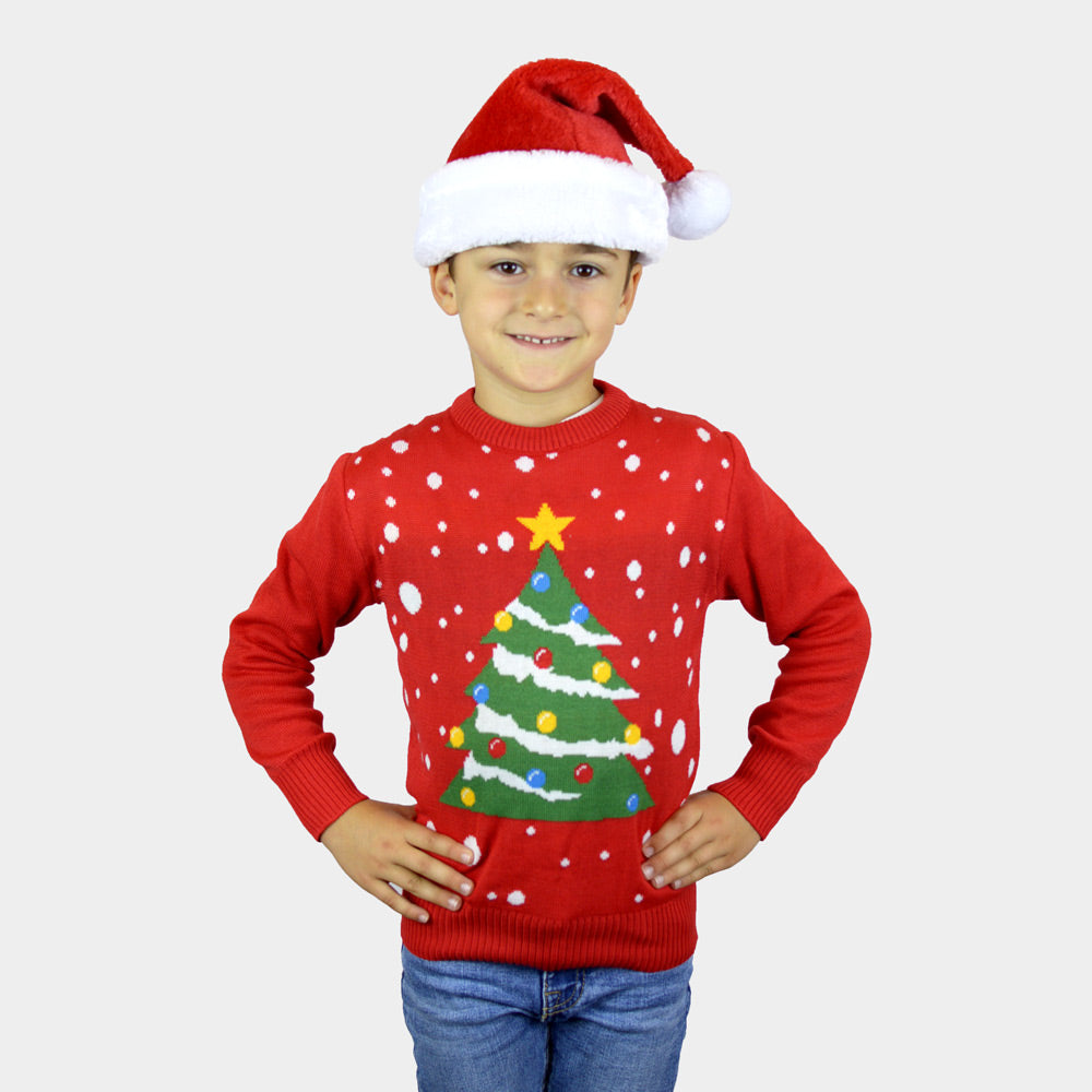 Camisola de Natal Vermelha para Menino Árvore de Natal