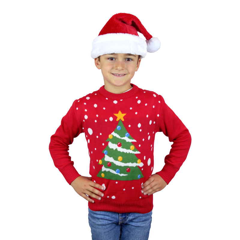 Camisola de Natal Vermelha para Menino Árvore de Natal