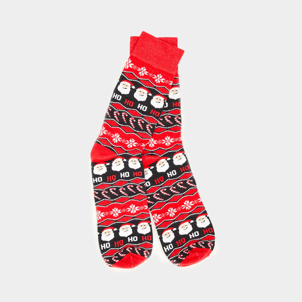 Meias de Natal Unisex Vermelhas Pai Natal Ho Ho Ho