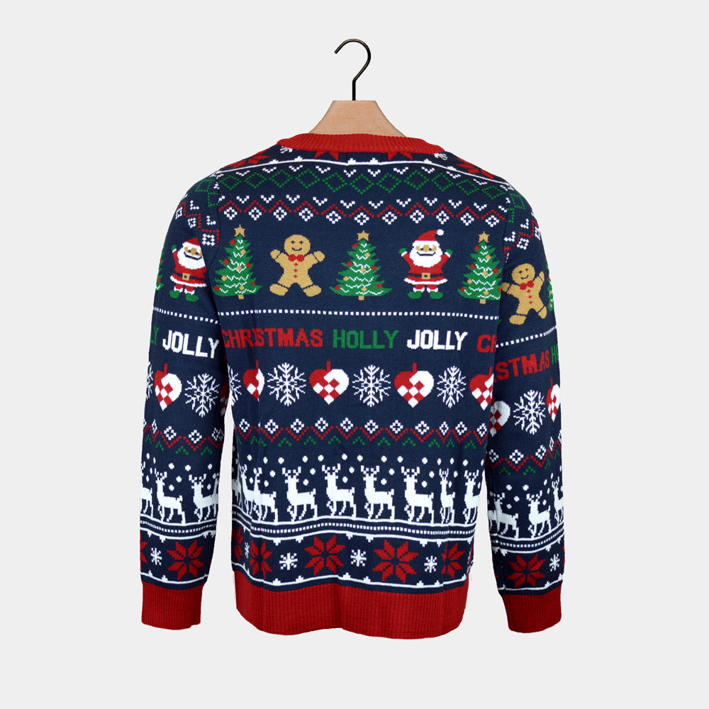 Camisola de Natal para Mulher Azul Cárdigan Vermelha
