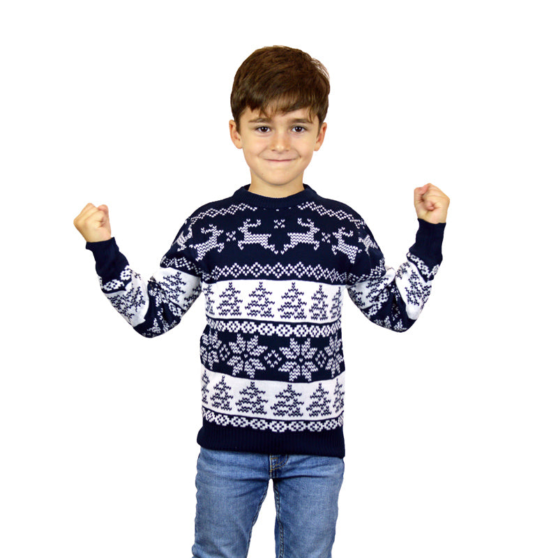Camisola de Natal Azul para Família Pólo Norte menino