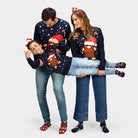 Camisola de Natal Azul Família Menina y Menino Gingerbread
