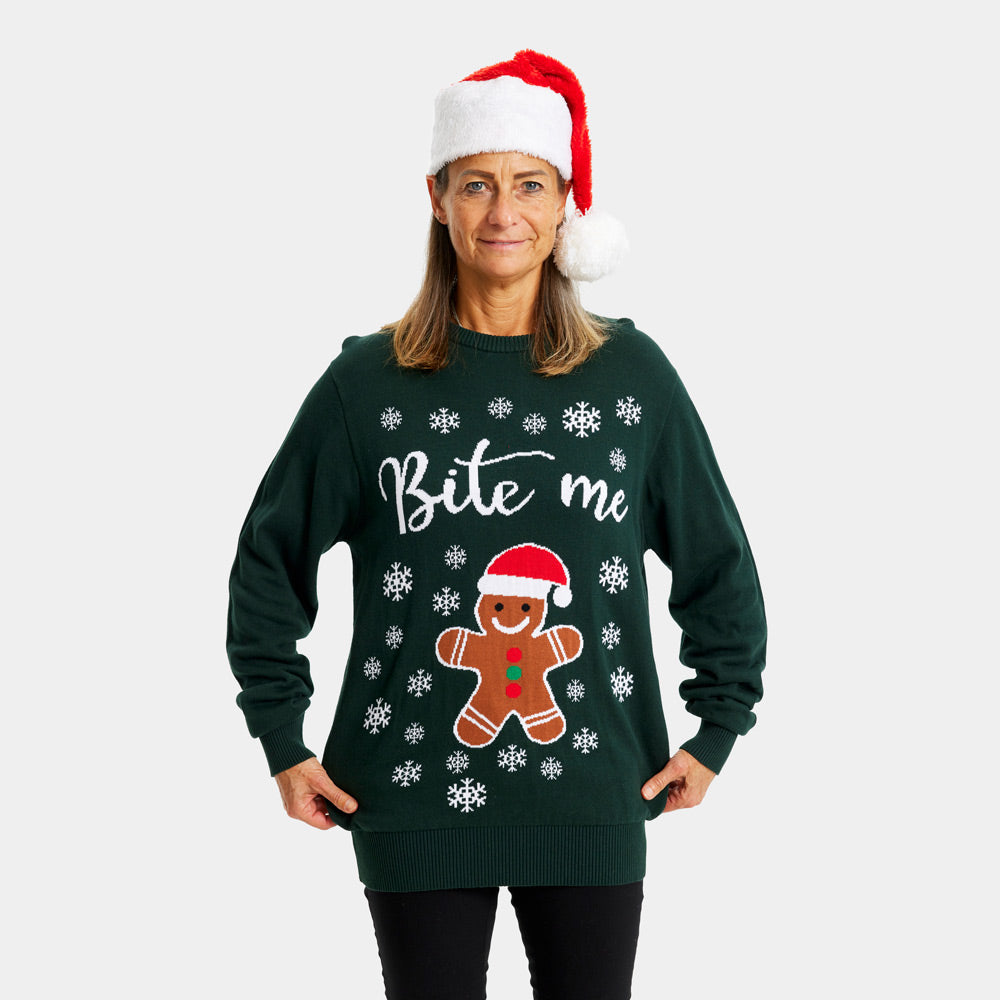 Camisola de Natal para Mulher Bite Me Gingerbread