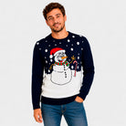 Camisola de Natal Azul Marinho com Boneco de Neve Homen

