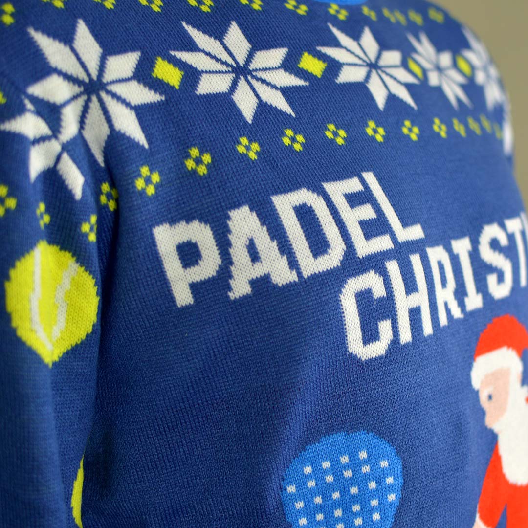 Camisola de Natal para Casal Azul Padel Christmas detalhe