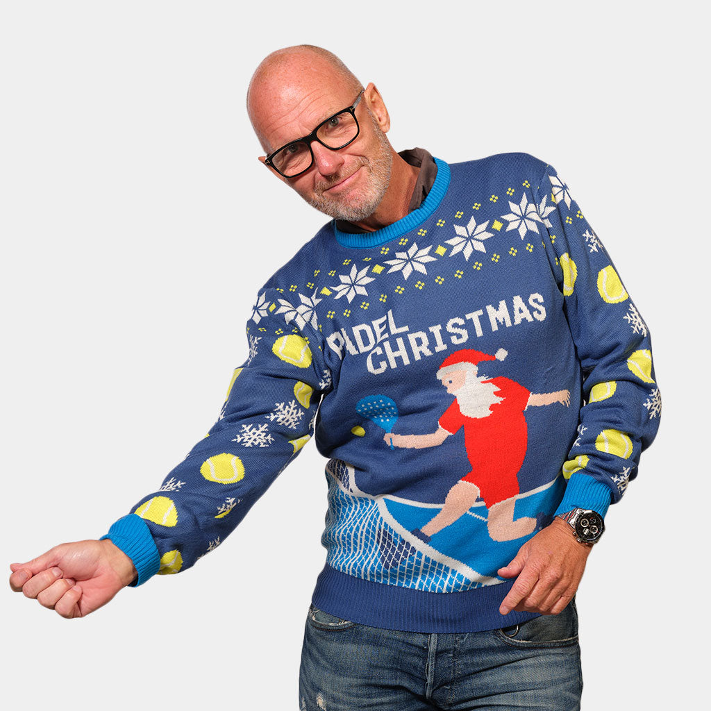 Camisola de Natal para Casal Azul Padel Christmas homem
