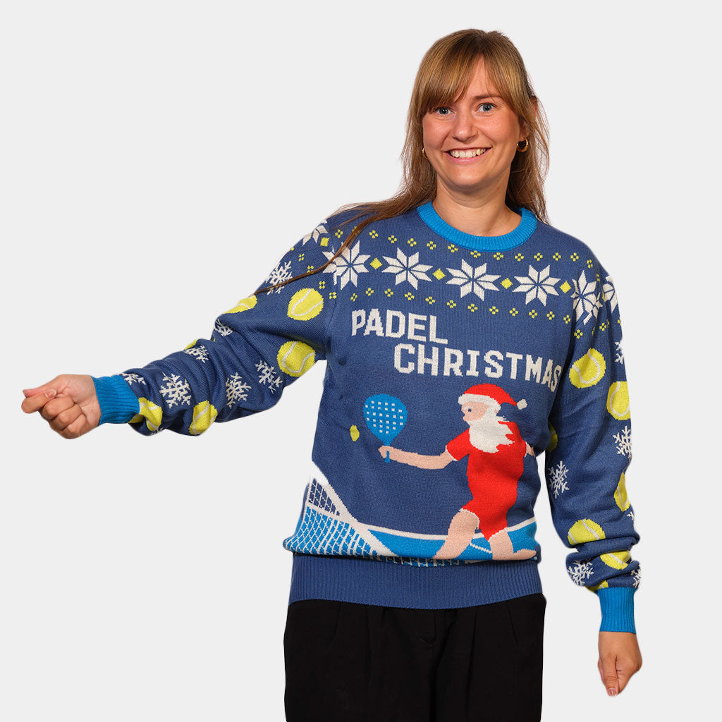 Camisola de Natal para Casal Azul Padel Christmas mulher