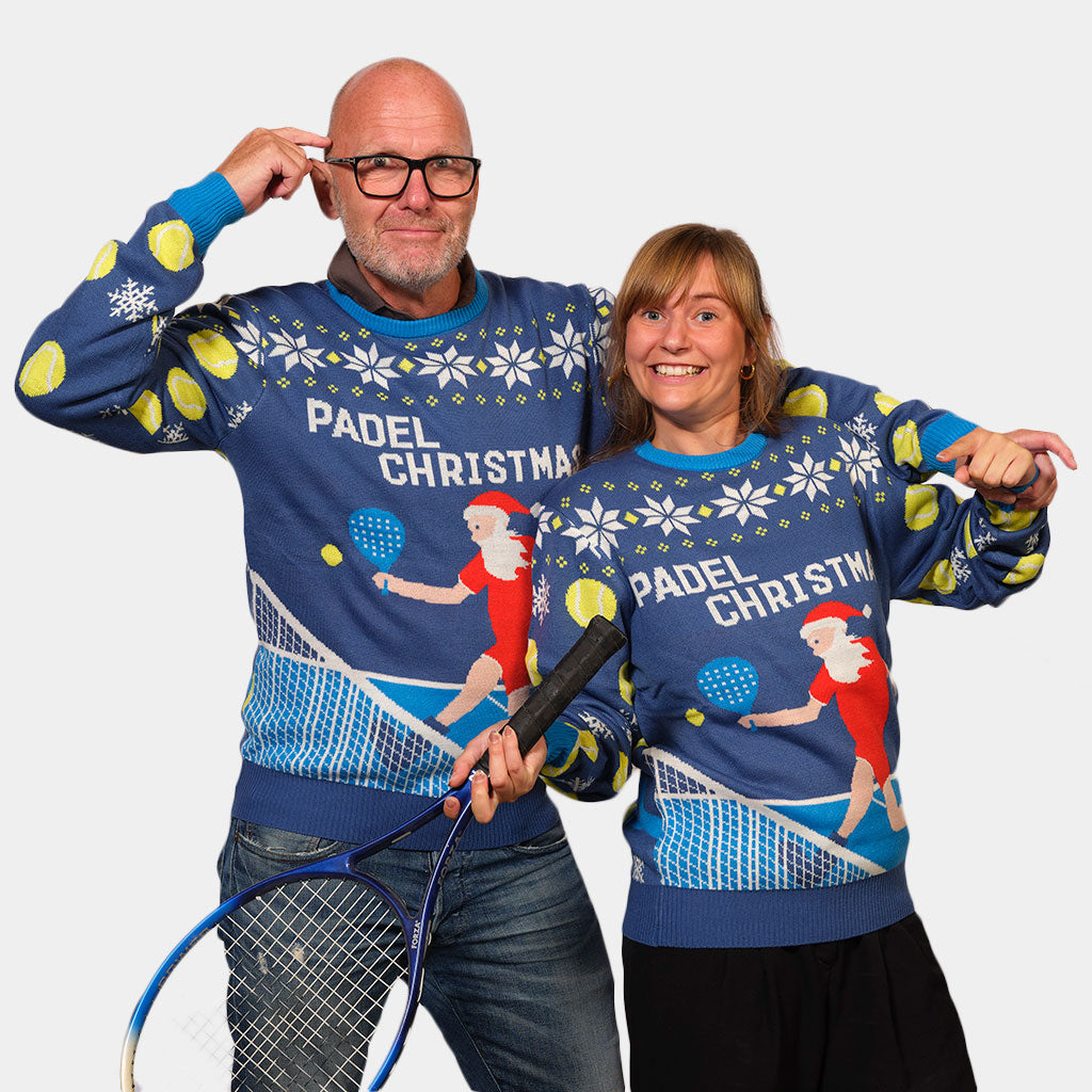 Camisola de Natal para Casal Azul Padel Christmas 