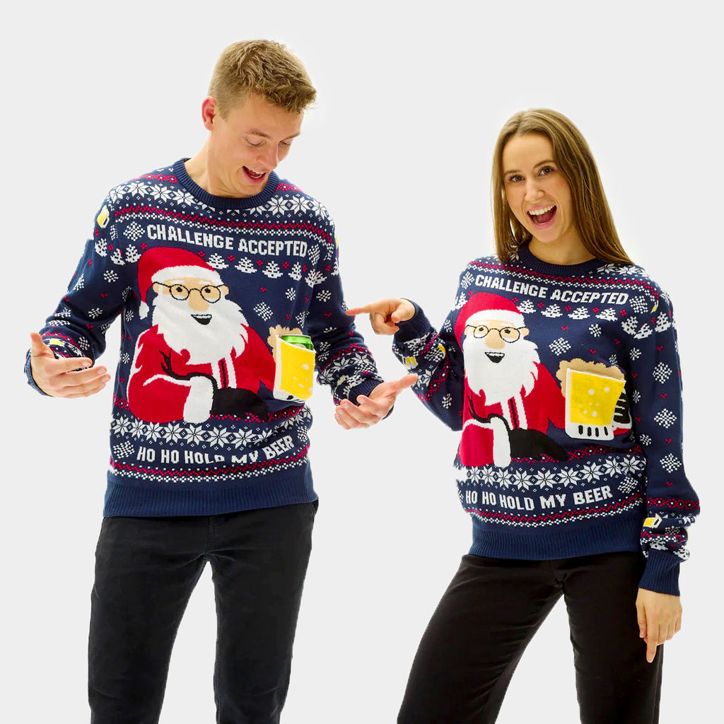 Camisola de Natal para Casal Beer Pocket 3D