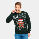 Camisola de Natal para Casal Bite Me Gingerbread homem