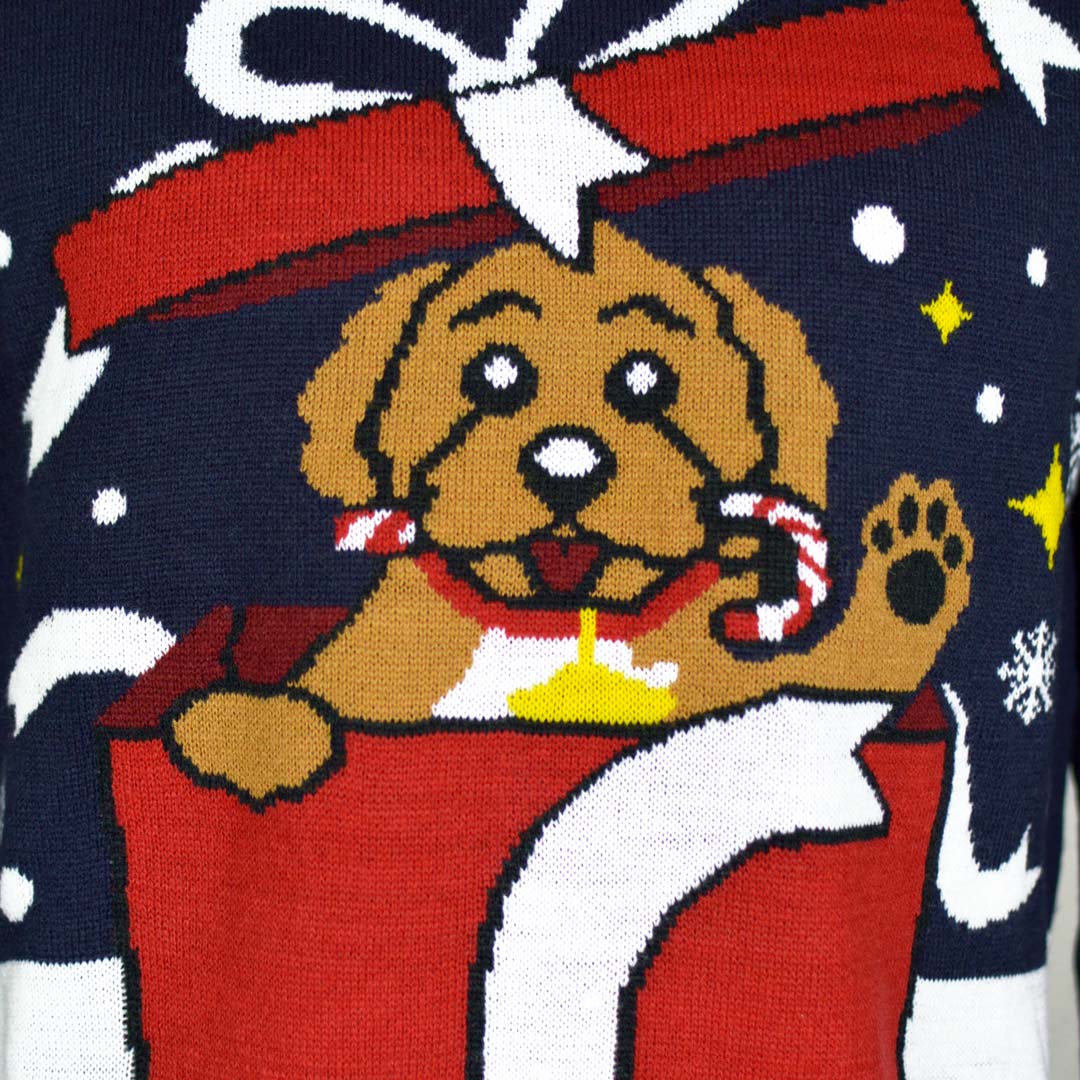 Camisola de Natal para Casal Feliz Navidog detalhe