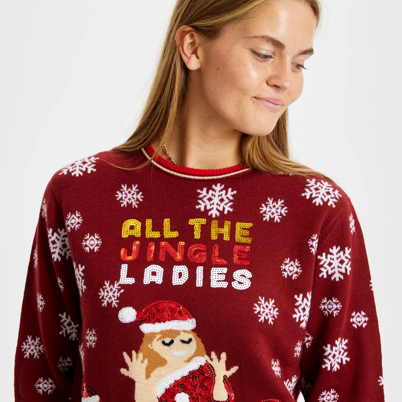 Camisola de Natal mulher Casal Jingles Ladies Lantejoulas
