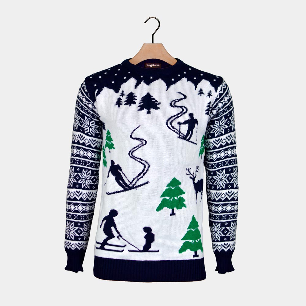 Camisola de Natal para Casal Pista de Ski Esquiadores