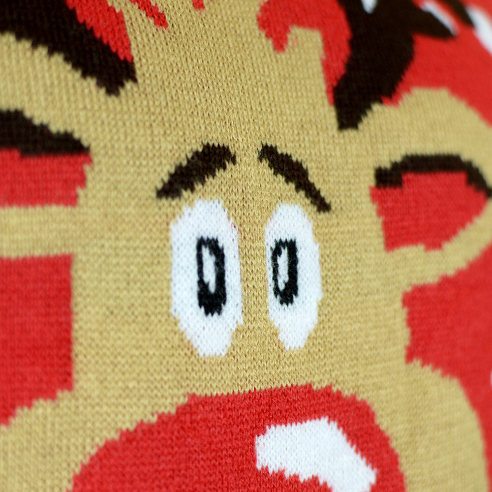 Camisola de Natal para Casal Algodão Orgânico Rena Cachecol 
