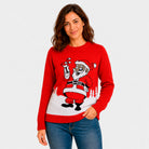 Camisola de Natal Vermelha Pai Natal com um Martini Mulher