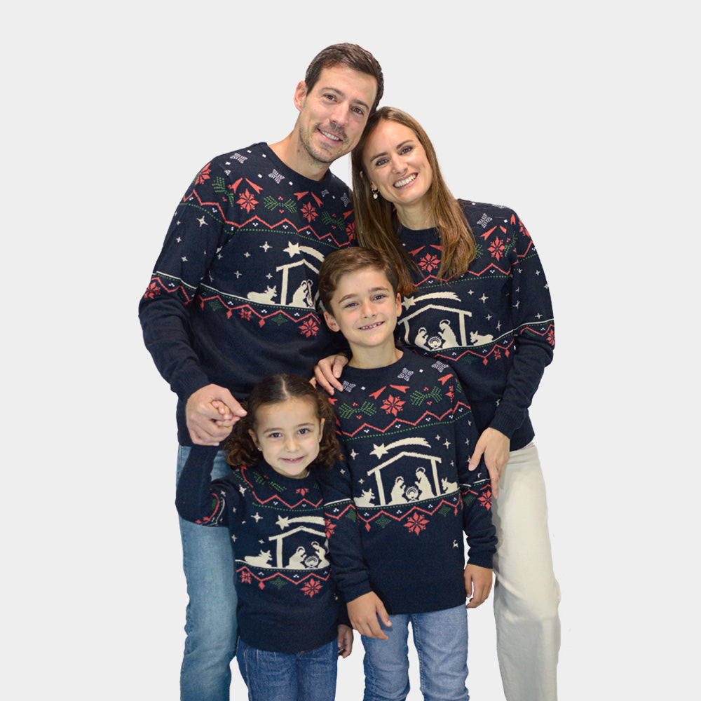 Camisola de Natal para Crianças Nativity Família
