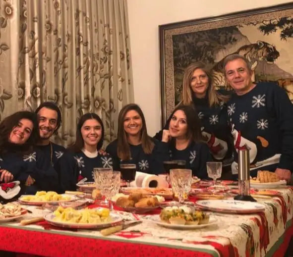 Camisola de Natal Familia Azul Pinguim Ceia de Natal