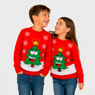 Camisola de Natal Família com Árvore de Natal Sorridente Crianças
