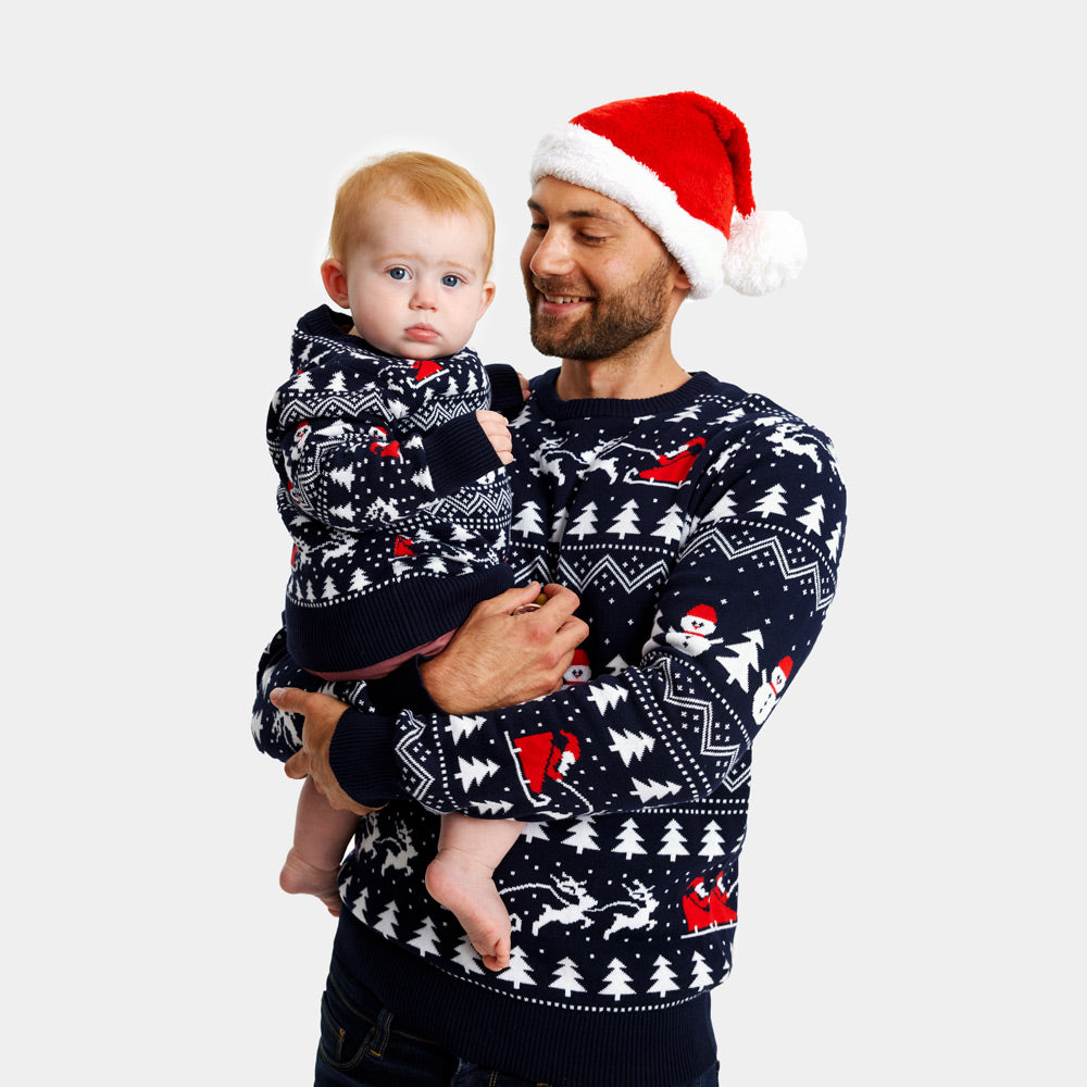 Camisola de Natal Família Árvores, Bonecos e Pai Natal
