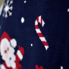 Camisola de Natal para Homem Azul Marinho com Pai Natal e Bonecos de Neve detalhe