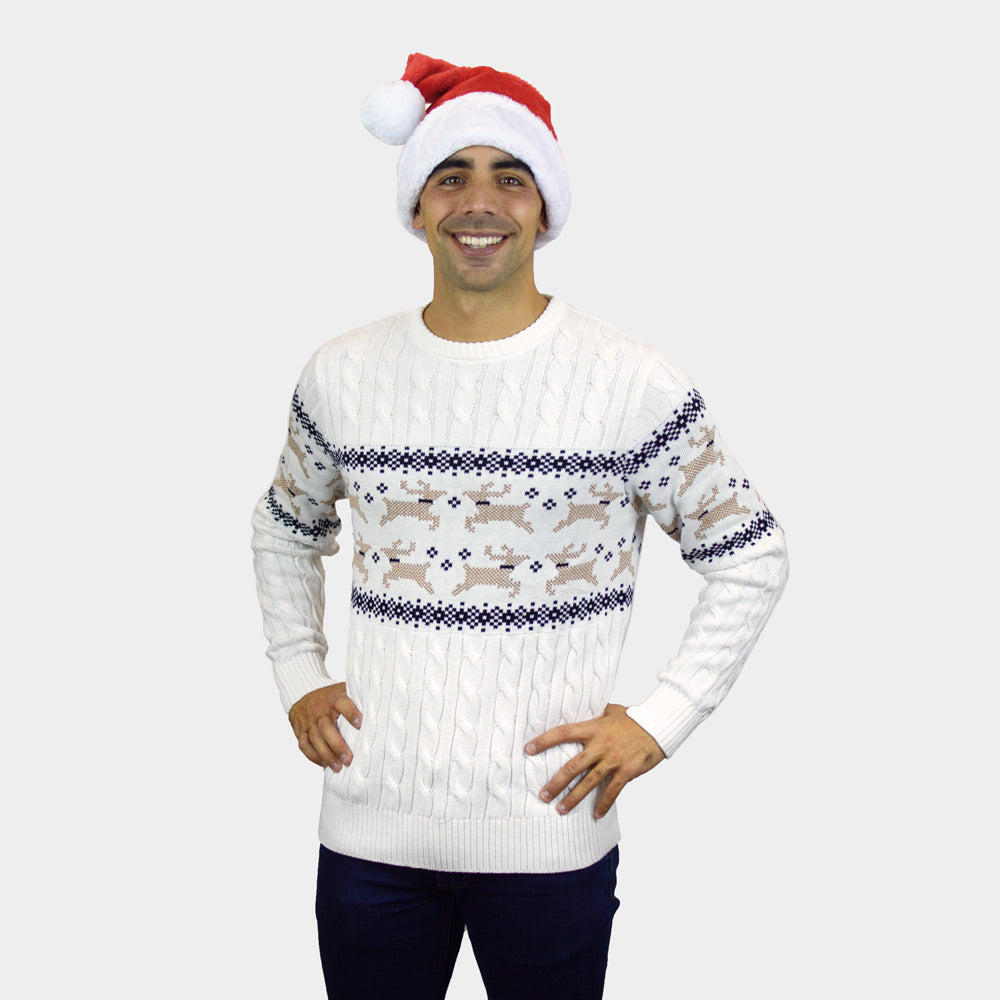 Camisola de Natal para Homem Branca Elegante Alaska