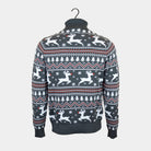 Camisola de Natal Homem Gola Alta Renas Algodão Cinzenta  Orgânico
