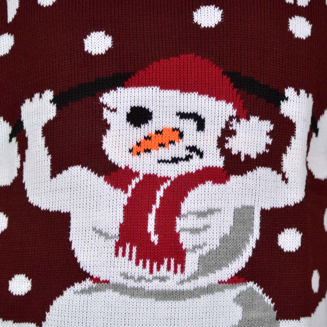 Camisola de Natal para Homem Granate Boneco de Neve Sexy detalhe