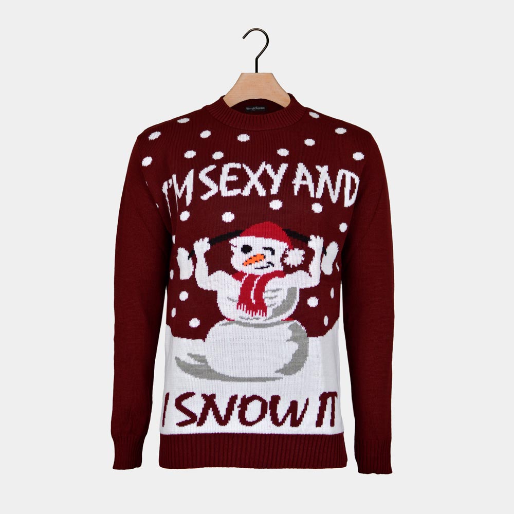 Camisola de Natal para Homem Granate Boneco de Neve Sexy