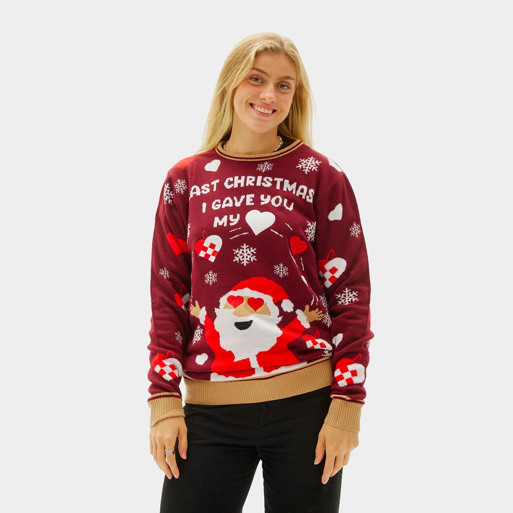Camisola de Natal Homem Last Christmas I gave you my Heart Mulher
