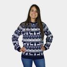 Camisola de Natal Mulher Homem com Pinheiros, Renas e Neve
