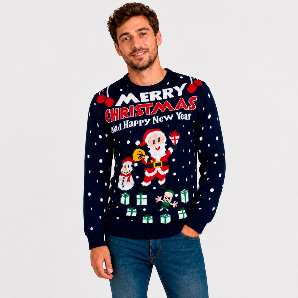 Camisola de Natal Homem Merry Christmas and Happy New Year
