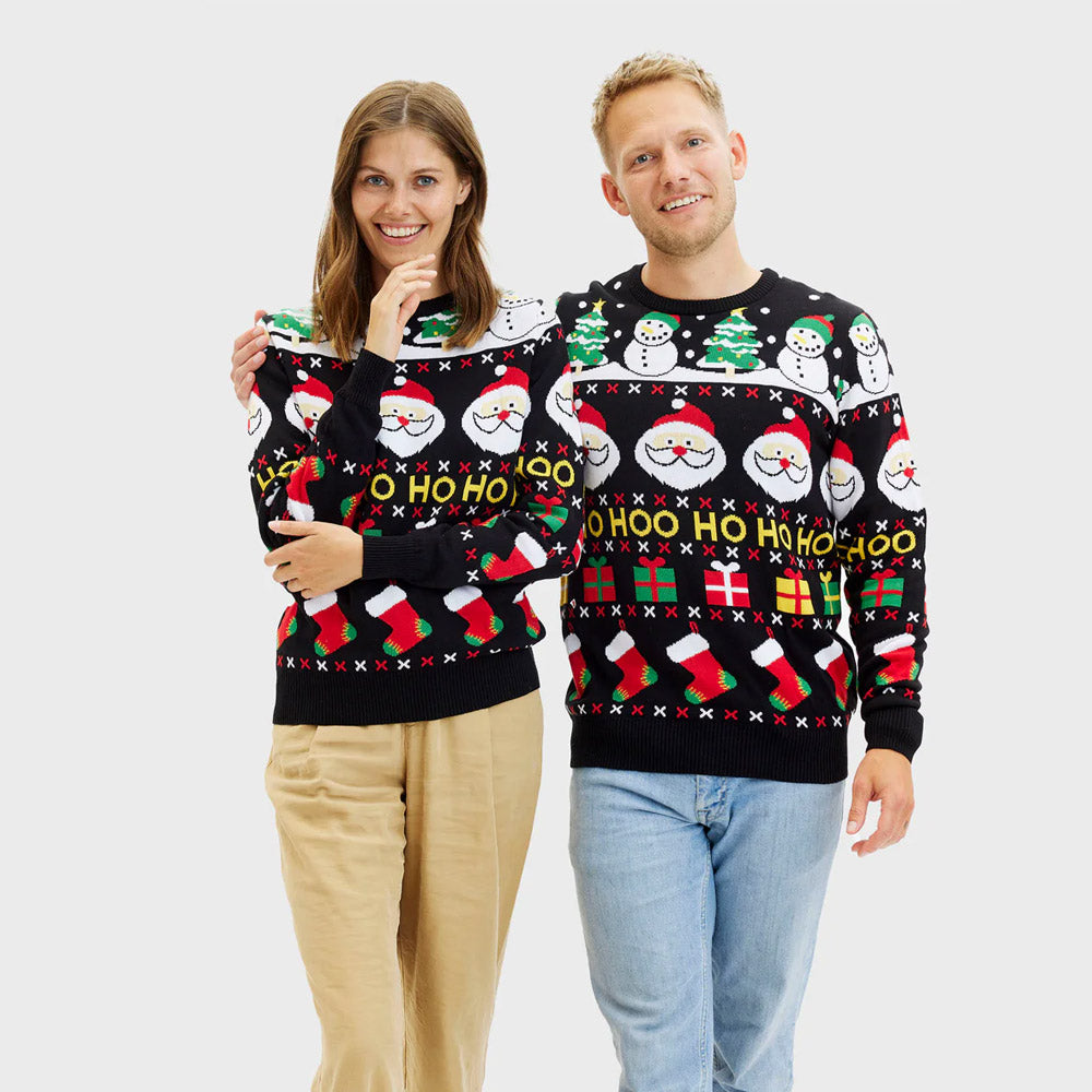 Camisola de Natal Homem Mulher Pai Natal Presentes Bonecos Algodão Orgânico
