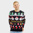 Camisola de Natal Homem Algodão Orgânico Pai Natal Presentes Bonecos 
