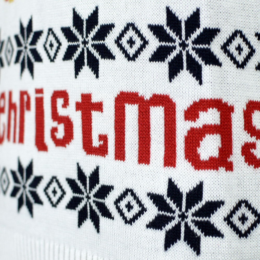 Camisola de Natal Homem Azul Pai Natal e Rena Rudolph Algodão Orgânico
